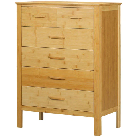 Rootz Drawer Cabinet - Dresser With Drawers - 6 Drawer Chest - Natural - 66cm x 37.5cm x 88.6cm