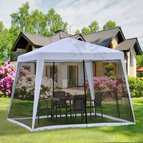 Rootz Pavillon – Gartenpavillon – Festzelt-Partyzelt – Zelt mit Moskitonetz – wetterfest – Metall + Polyester – Grau – 3 x 3 m
