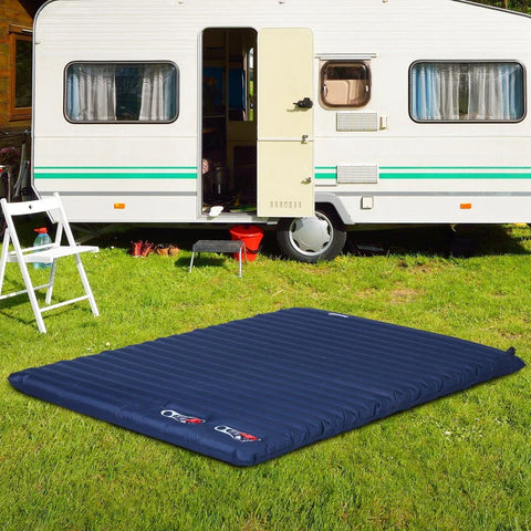 Rootz Luchtmatras - Opblaasbaar Luchtbed - Campingmatras - Slaapmat - PVC - Polyester - Pongé - Marineblauw - 195 x 138 x 10 cm