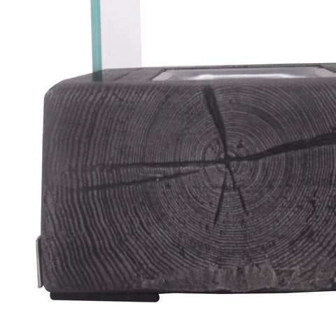 Rootz Ethanol Fireplace - Table Fireplace - Tempered Glass - Concrete Bowl - 45 Min Burning Time - 0.15 L Capacity - Up To 18 M² - Gray - 33L x 16W x 18H cm