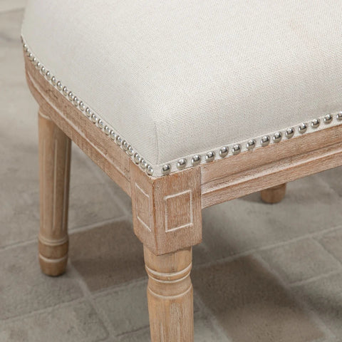 Rootz Dining Chair - Kitchen Chair - Rivet Decor - French Country House Style - Rubber Wood - Cream White - 50 x 59 x 97cm