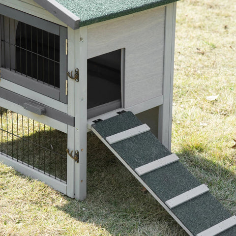 Rootz Kleindierhok - Konijnenhok - Dierenhok - Dierenkooien - Caviahok - Grijs - 154,5 x 52,5 x 68,5 cm