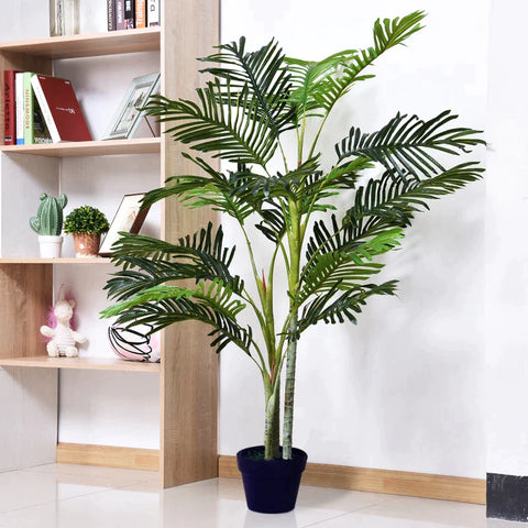 Rootz Artificial Palm Tree  - Artificial Plant With Plant Pot -  Faux Palm Tree - Green - Plastic - 150cm