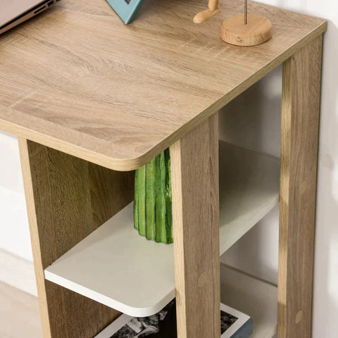 Rootz Desk - Bookshelf - Computer Desk - Office Table - Nature/White - 100 x 44 x 74 cm