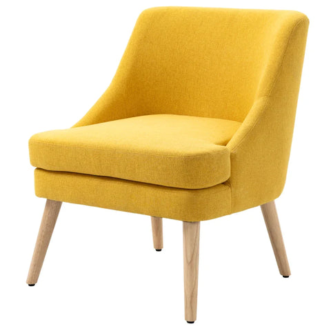 Rootz Dining Room Chair - Kitchen Chair With Armrest - Upholstered Chair - Living Room Chair - Office Chair For Living Room - Bedroom - Modern Design - Linen Touch - Wood - Yellow - 63 x 69 x 79.5 cm