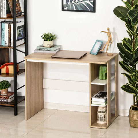 Rootz Desk - Bookshelf - Computer Desk - Office Table - Nature/White - 100 x 44 x 74 cm