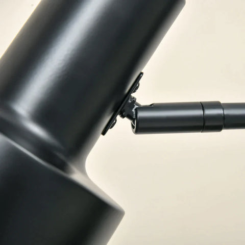 Rootz Floor Lamp - Modern Floor Lamp - With Shelf - Lamp - With Adjustable Lampshade - For Apartment Office - Steel - Black - 32.5 x 28 x 152 cm