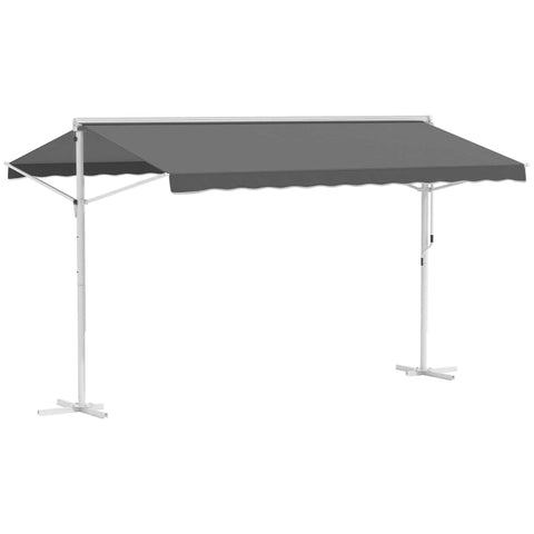 Rootz Awning - Stand Awning - Garden Awning - Folding Arm Crank - Grey-  4 x 3 m