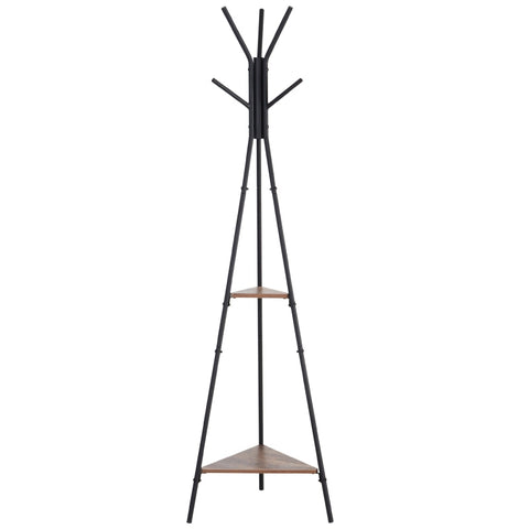Rootz Coat Stand - Clothes Stand - 6 Hooks - Metal - Black - 32.5 x 45.5 x 182 cm