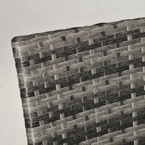 Rootz Rattan-Gartenmöbel-Set mit Beistelltisch – Bistro-Set – Balkonmöbel-Set – Rattan-Garten-Set – Sitzgarnitur mit Sitzkissen – Poly Rattan + Stahl – Dunkelgrau – 60 x 58,5 x 89,5 cm