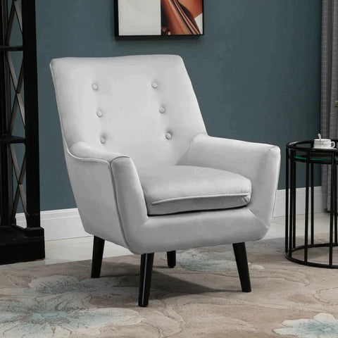 Rootz Armchair - Upholstered Armchair - Elegant Retro Chair - Living Room - Bedroom - Polyester - Foam - Grey - 72.5x78.5x91.5 cm