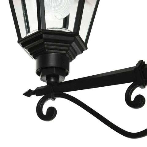 Rootz - Outdoor Lamp Pole - Retro Double Lantern - With Solar Panel - Garden Light -  Solar Garden Lanterns - Aluminum/Glass - Black - 22 x 72 x 248 cm
