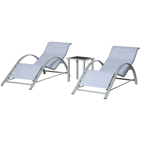 Rootz Sonnenliege – Gartenliege – Garten-Sonnenliege – Un-Liege-Set – 3-tlg. Gartenmöbel – Mit Beistelltisch – Grau – 59 B x 169 T x 66 H cm