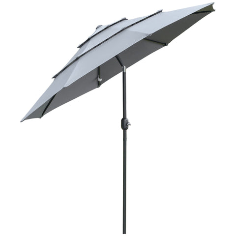 Rootz Patio Umbrella - Parasol Patio Umbrella - Market Umbrella - 8 Rib - Garden Umbrella - With Sun Protection - Dark Gray/Black