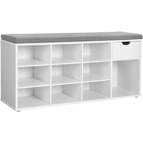 Rootz Shoe cabinet - Shoe rack - 10 Pairs of Shoes - Shoe cabinets - White - 104 x 30 x 48 cm