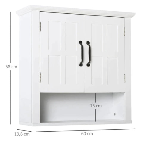 Rootz Cabinet - Bathroom Cabinet - Kitchen Cabinet - Wall Cabinet - Bathroom Shelf - Wood - White - 60 x 19.8 x 58 cm