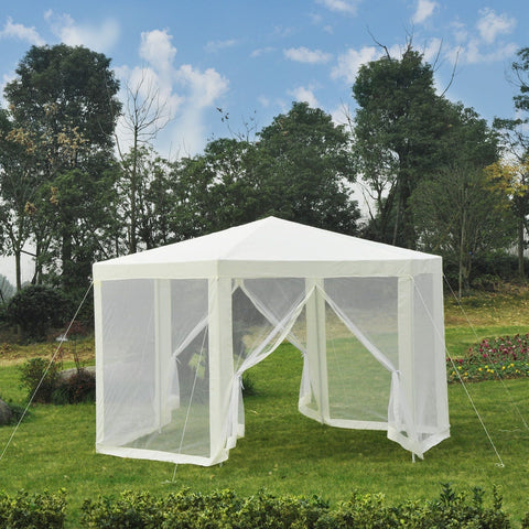 Rootz Garden Pavilion - Pavilion - Party Tent - Hexagonal - Blue / Cream - Metal - Water-repellent - 3.9 m x 3.9 m