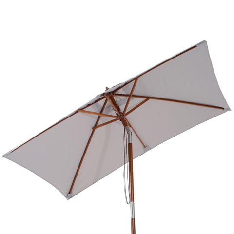 Rootz Parasol - Garden Parasol - Foldable - Sun Protection - Wood - Polyester - Shade - Cream/Grey - Brown - 200 x 150 x 230 cm