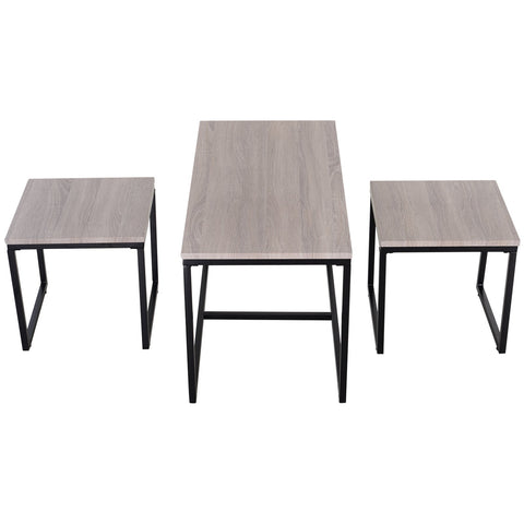 Rootz Salontafels - Set Van 3 - Nesttafel - Bijzettafel - Tafelset - Industrieel - Naturel - Zwart - MDF - Metaal