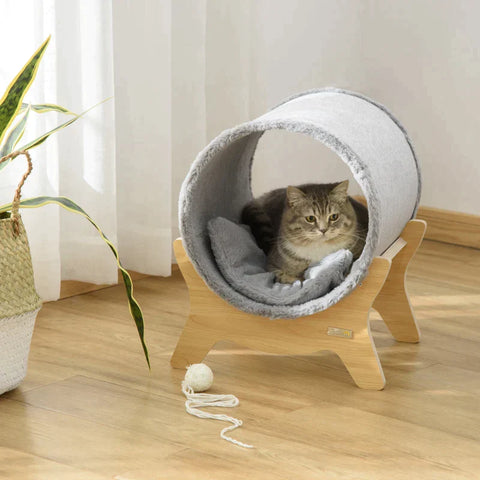 Rootz Cat House - Cat Cave - Cat Bed - Cat Hut - With Shelf - With Scratch Pad - Multi-Layer Board/Polyester - Grey - 41 x 40 x 47 cm