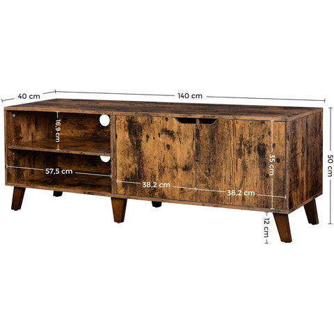 Rootz Big Oaks 2 TV Cabinet - TV Furniture Industrial - TV Table Retro - Industrial - Brown - 140 x 40 x 45 cm