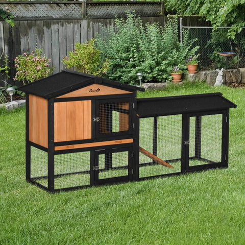 Rootz Kleindierenhok - Dierenhok - Knaagdierkooi - Hout - Bruin/Zwart