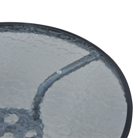 Rootz Garden Table - Glass Table - Bistro Table - Balcony Table - Black - Metal - Safety Glass - 60 x 70 cm