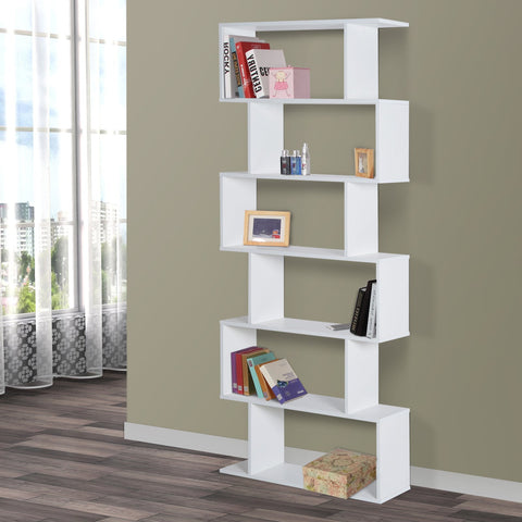 Rootz Bookcase - Folding Screen - Chipboard - 6 Sections - Bookshelf - White