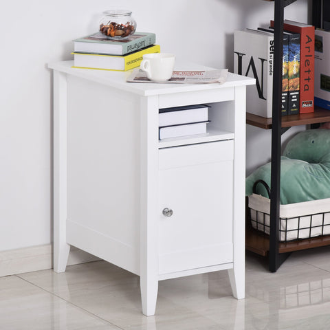 Rootz Bedside table - Side table - Coffee table - Folding door - Storage compartment - 36 x 55 x 64 cm - White - MDF - White