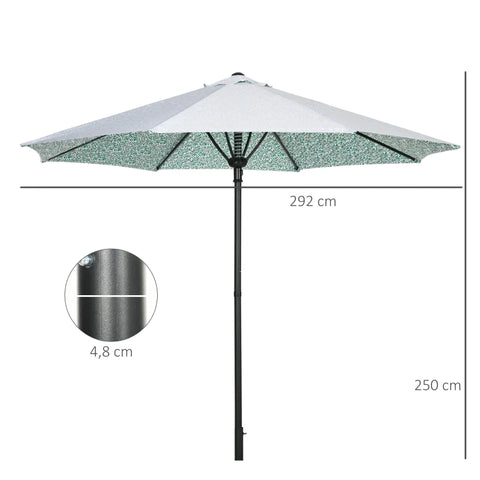 Rootz Parasol - Easy Open and Close - Wind Hood - Two Piece Metal Pole - Green - 2.92 x 2.92 x 2.50 m