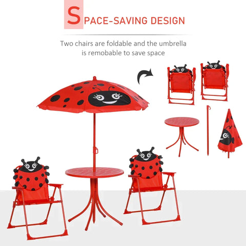 Rootz Kids Dining Set - Children's Seating Group - Table And Chairs Set - Parasol - 39 cm x 38 cm x 52 cm