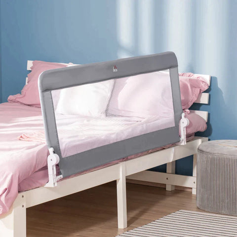 Rootz Bed Guard - Bed Rail - Baby Bed Rail - Foldable - Washable Fabric Cover - For 1.5-5 Years Children - Grey - 150 x 40 x 60cm