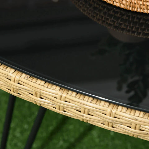 Rootz Tuinzitgroep - 4 Stuks - Rotan Look - Ovale Tafel - Twee Stoelen - Tweezits - Met Zitkussen - Staal - Beige - 128cm x 71cm x 79cm