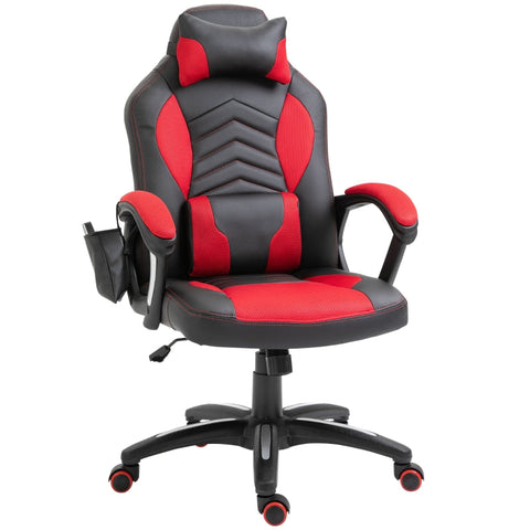 Rootz Gaming Chair - Massage Chair - Office Chair - Heat Function - 6 Vibration Points - Massage Function - Red - 68 X 69 X 108-117cm