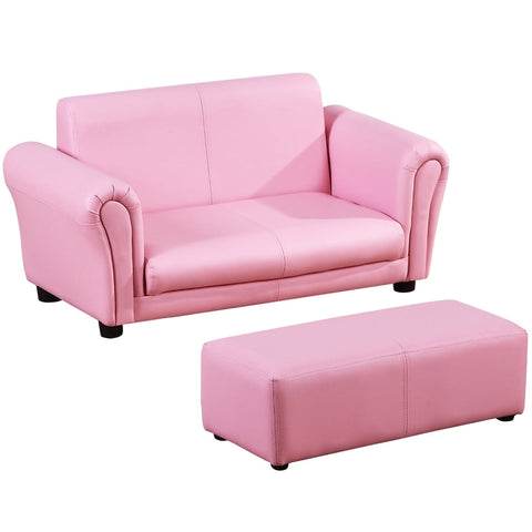 Rootz Children's Sofa - Children's Couch - Children's Armchair - Sofa Armchair - Sofa - Footstool - Pink- 83 X 42 X 41 Cm