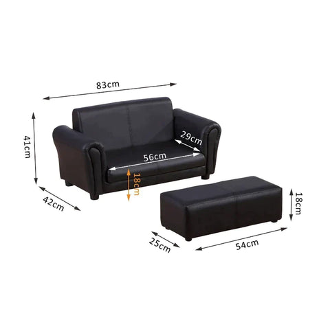 Rootz Children's Sofa - Children's Armchair - Children's Couch - Sofa Armchair - Sofa - Black - 83 X 42 X 41 Cm