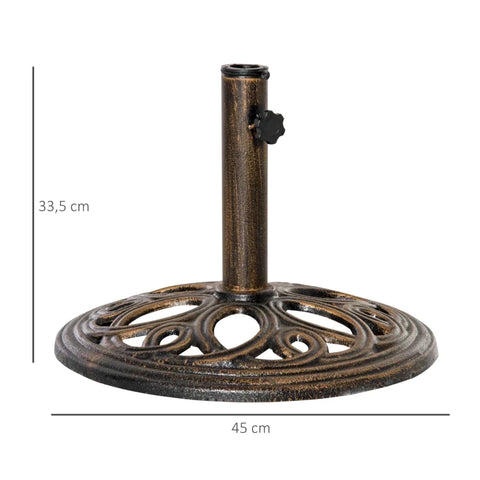 Rootz Parasol Stand - Parasol Weight - Weight Plate - Umbrella Base - Parasol Base Stand - Bronze - Ø45 x 33.5H cm