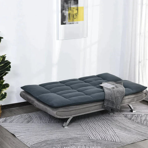 Rootz Sofa Bed - Folding Sofa -  3-seater Fabric Sofa - Chaise Longue - Sofa With Sleeping Function - Grey + Beige