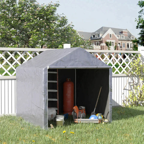 Rootz Foil Garden Shed - Garden Shed - Foil Garage - Carport Canopy - Galvanized Steel - Outdoor - Grey - 2 x 2 x 2 m