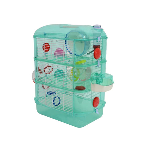 Rootz Animal Cage - Small Animal Cage - Balance Bike - Feeding Bowl - Drinking Bottle - Green - 40.5 X 28 X 55 Cm