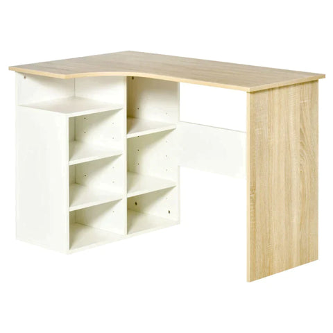 Rootz Computer Desk - L-Shaped Computer Desk - Corner Desk - Study Table with Storage Shelf - Home - Office - 120c m x 70c m x 75 cm