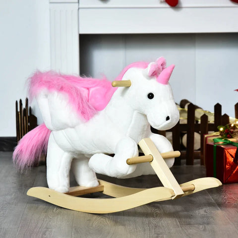 Rootz Hobbeldier - Hobbelpaard - Kinderschommel - Roze/Wit - 65 x 32 x 55 cm