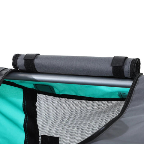 Rootz Pet Trailer - Pet Bicycle Trailer - Bicycle Trailer - Pet Bike Carrier - Folding Rain Cover - Grey/Green - 130 x 73 x 90cm