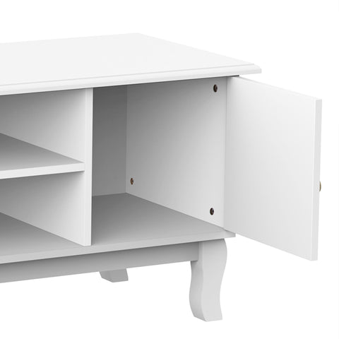 Rootz TV Furniture - TV Lowboard - TV Cabinet - Sideboard - Storage compartments - Cable management - Water-repellent - MDF - White