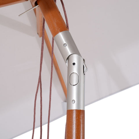 Rootz Parasol - Garden Parasol - Foldable - Sun Protection - Wood - Polyester - Shade - Cream/Grey - Brown - 200 x 150 x 230 cm