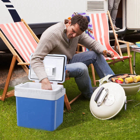 Rootz Cool Box - Car Fridge - Cool Box - Mini Fridge - Portable Mini Fridge - Car Mini Fridge - Camping Fridge - ABS/Aluminum - Blue - 40 x 30 x 43 cm