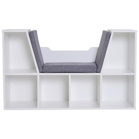 Rootz Boekenkast - Zitkast - Spaanplaat - 6 Secties - Leeshoek - Wit/Grijs