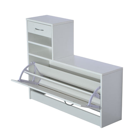 Rootz Wardrobe set - Shoe cabinet - Coat rack - Mirror - Wardrobe panel - Storage space - 1 drawer - 2 storage compartments - White