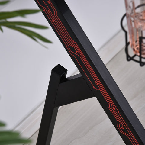 Rootz Dermopolis Desk - Gaming Desk - Game - Cup Holder - Anti-Slip Headphone Holder - Controller Holder - Cable Management - Black - Red - MDF