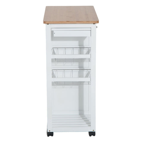 Rootz Keukentrolley - Keukentrolley - Serveerwagen - Keukenkast - Op wielen - Lades - Openslaande deur - Dienbladen - Wit - Naturel - Bruin